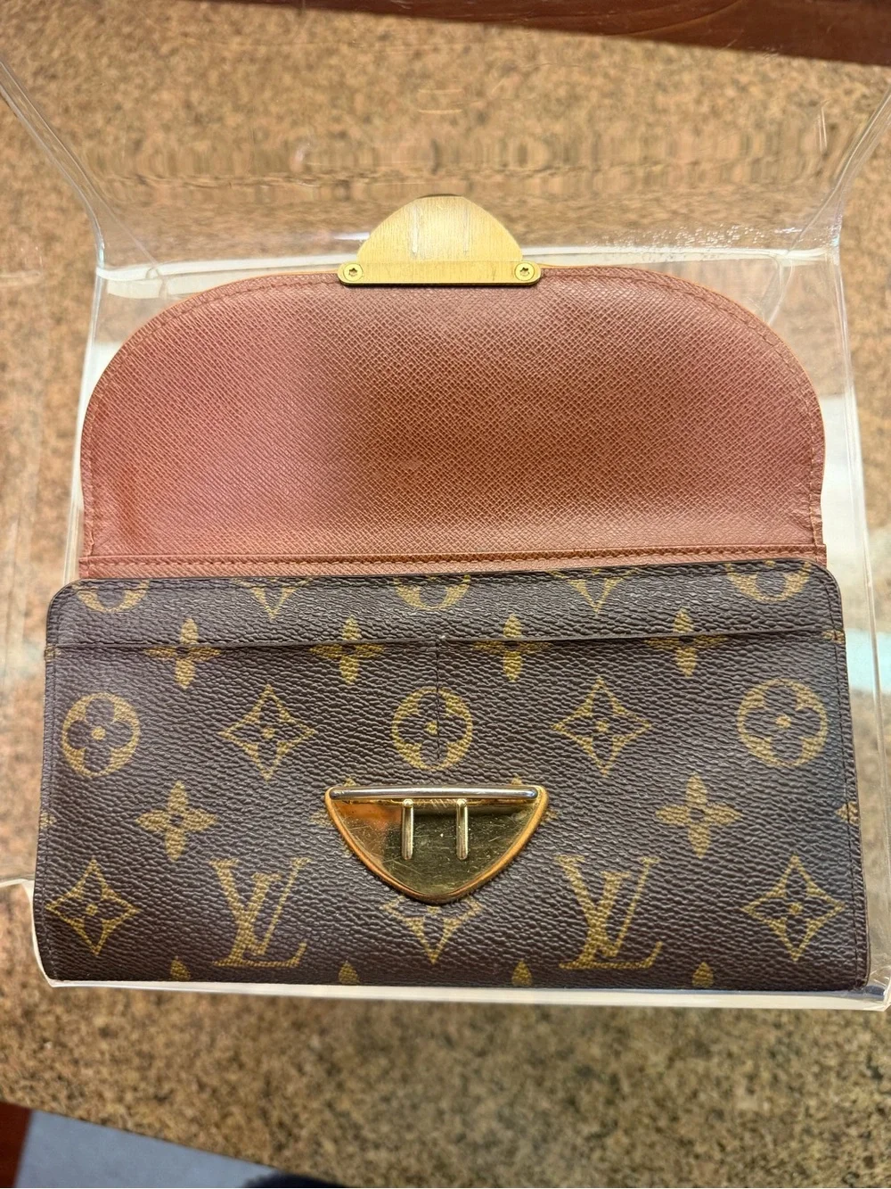 Authentic Louis Vuitton Brazza Wallet Monogram Canvas Brown France MI0058
